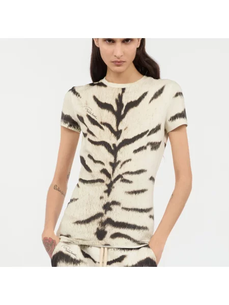 Koszulka Roberto Cavalli z nadrukiem biała