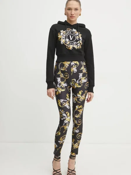 Versace Jeans Couture bluza z kapturem z nadrukiem czarny