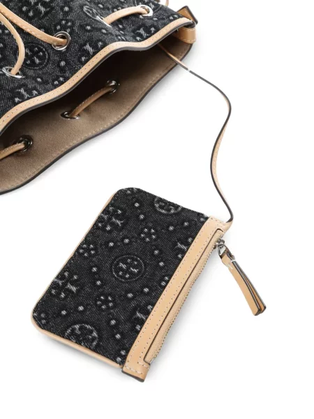 Șnur de strângere geantă bucket Tory Burch negru