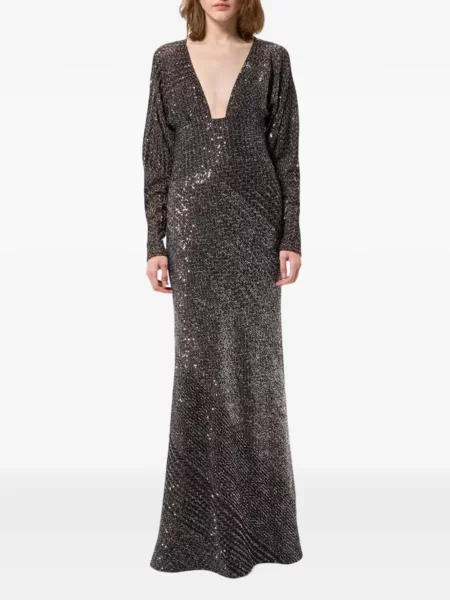 Lung rochie Missoni cu paiete gri