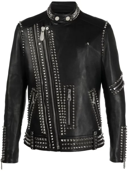 Geanta de piele Philipp Plein negru