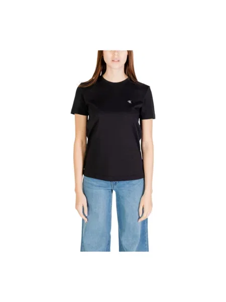 Krótka koszulka Calvin Klein Jeans z krótkim rękawem czarna