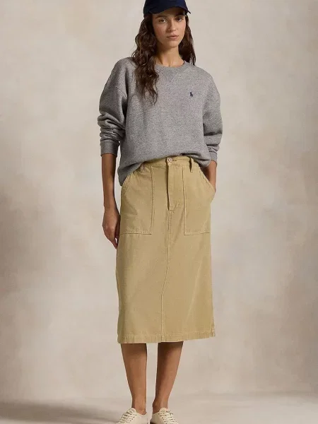 Polo Ralph Lauren fustă din RICKY MD SK midi evazati bej