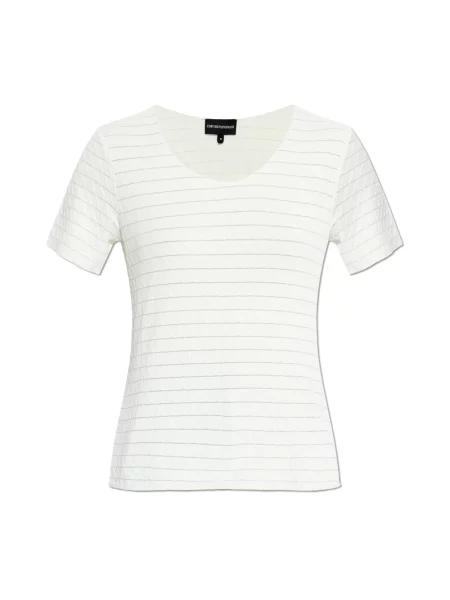 Dzianinowa koszulka Emporio Armani beżowa