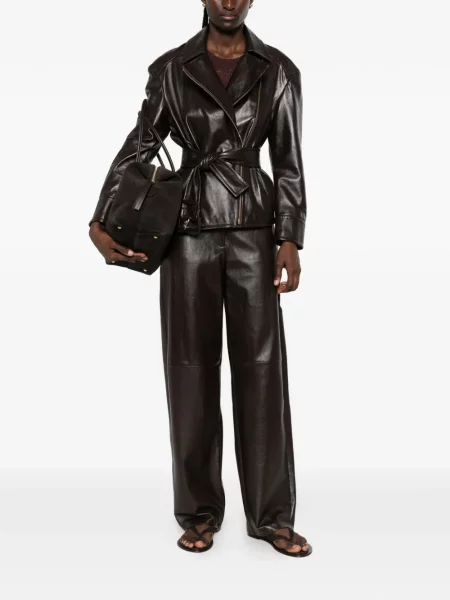 Pantaloni Max Mara din piele maro