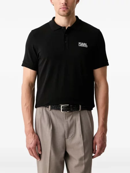 Scurt tricou polo Karl Lagerfeld cu imagine negru