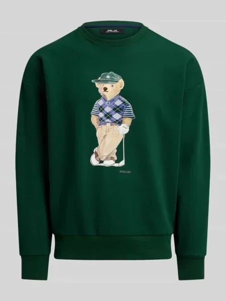 Sweter z dzianiny z nadrukiem polo bear z wyhaftowaniem Polo Ralph Lauren zielone