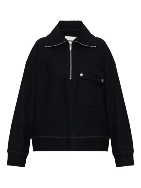 Hanorac Jil Sander de jumătate de fermoar negru