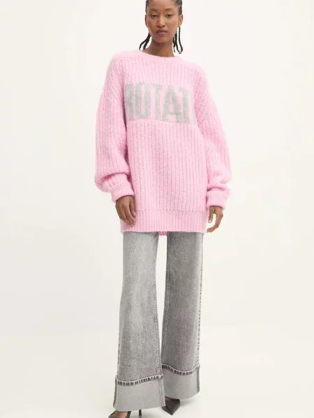 Rotate sweter wełniany 0 różowy