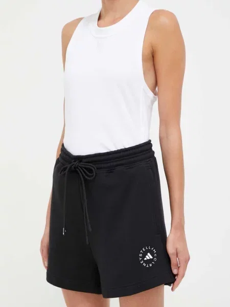 Adidas by Stella McCartney pantaloni scurti din Terry neted high waist negru