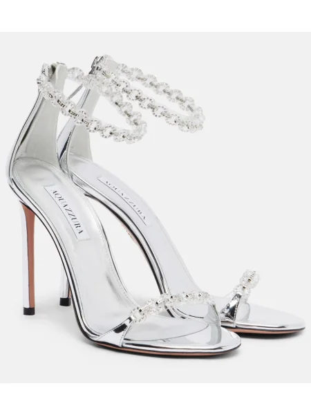 Usnjene sandali Aquazzura srebrna