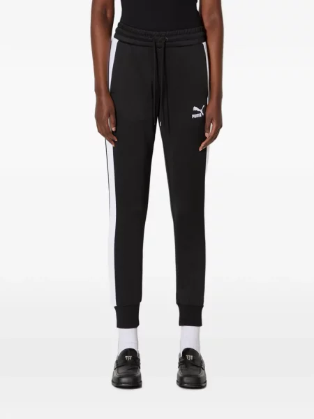 Pantaloni Puma cu dungi alergare negru