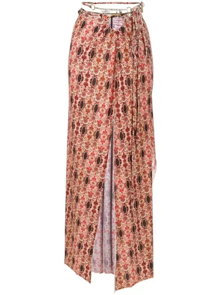 Rochie Amir Slama cu model floral cu imagine de costum roșu