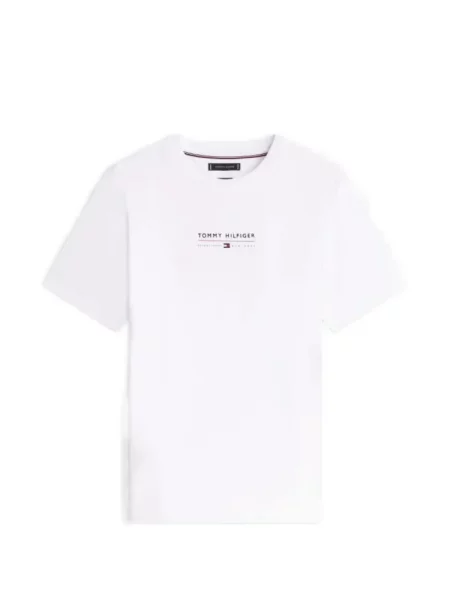 Tricou Tommy Hilfiger cu imagine cu decolteu rotund alb