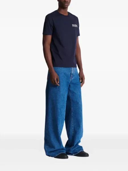 Tricou Balmain cu imagine albastru