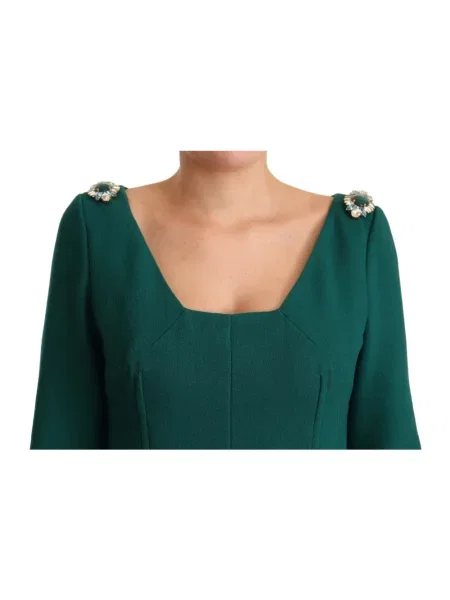 Sukienka midi Dolce And Gabbana wełniana zielona