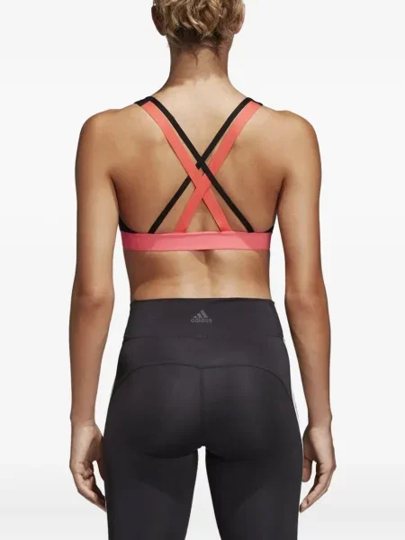 Legginsy Adidas do biegania z nadrukiem z dekoltem w serek czerwone