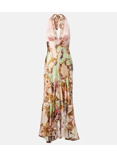 Rochie maxi Camilla de mătase de costum