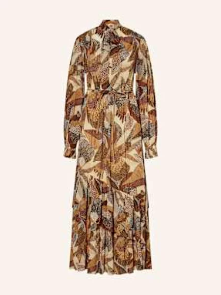Farm Rio Sukienka Z Kokardą Dotted Macaws Z Falbankami braun brązowa