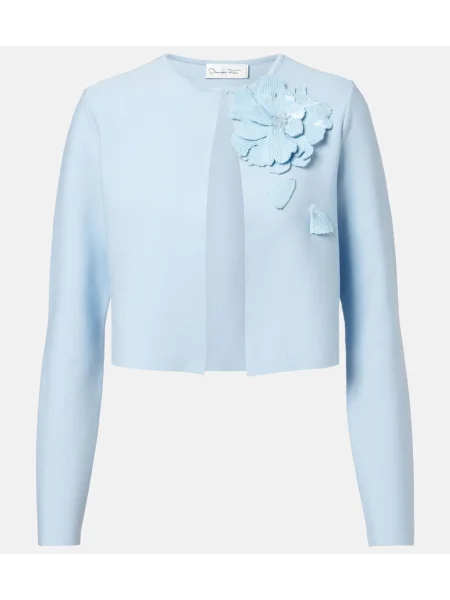 Geacă Oscar De La Renta cu model floral albastru