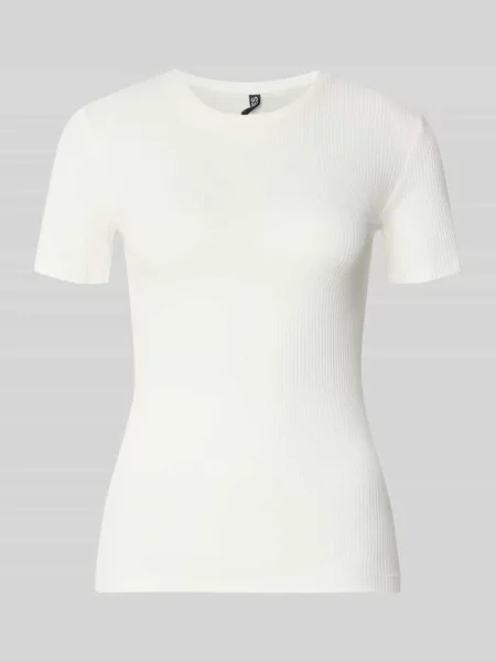 T-shirt o kroju slim fit z mieszanki bawełny model ‘RUKA’ Pieces biała