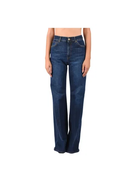 Jeansy straight leg Dondup z bursztynem niebieskie