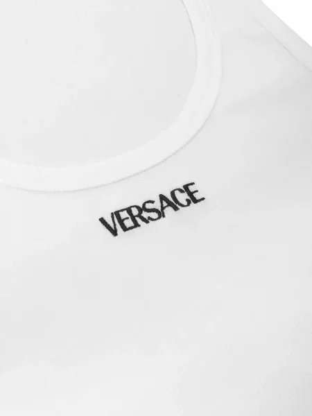 Haftowane skarpety Versace prążkowane białe