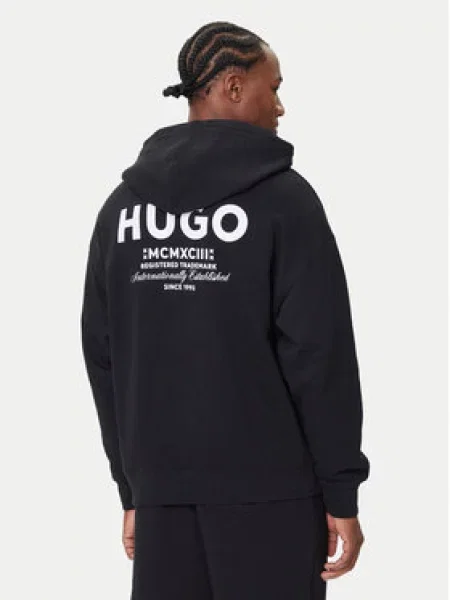 Hoodie Hugo s kapuco črna