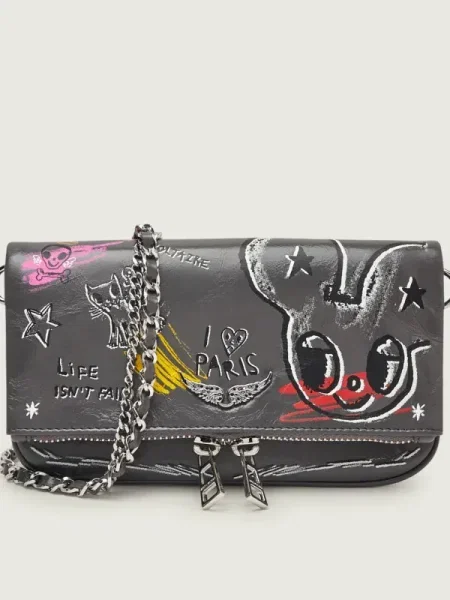 Zadig&Voltaire De piele geantă pe umăr ROCK NANO HUMBERTO gri