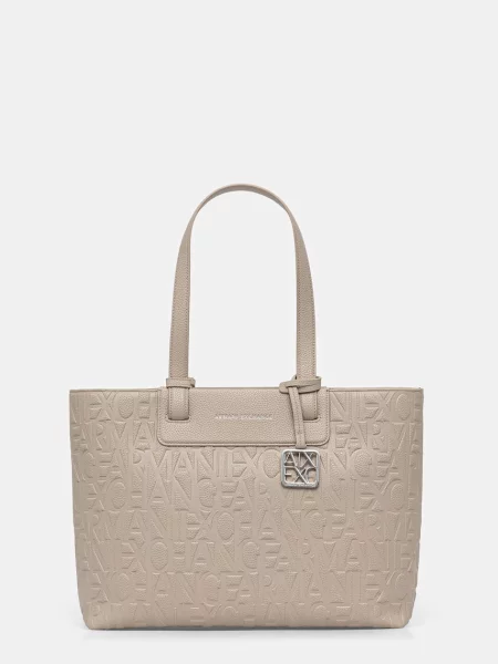 Armani Exchange geantă shopper pentru femei cu imitație de piele bej