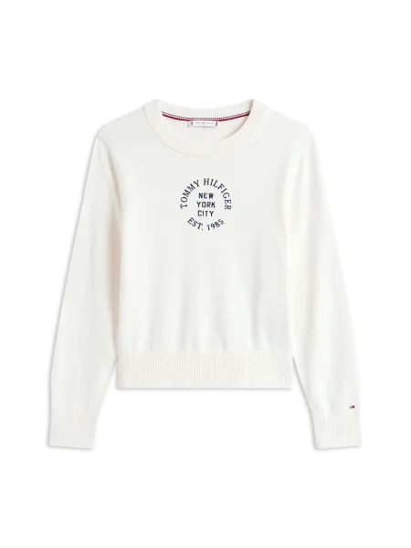 TOMMY HILFIGER Megztinis nebalintos drobės / tamsiai mėlyna