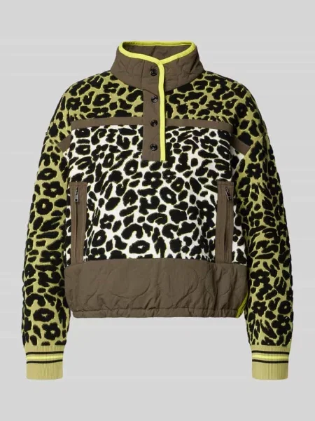 Bluza o luźnym kroju z kołnierzem i stójką Marc Cain khaki