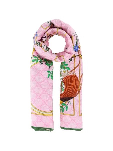 Fular Gucci cu imagine roz