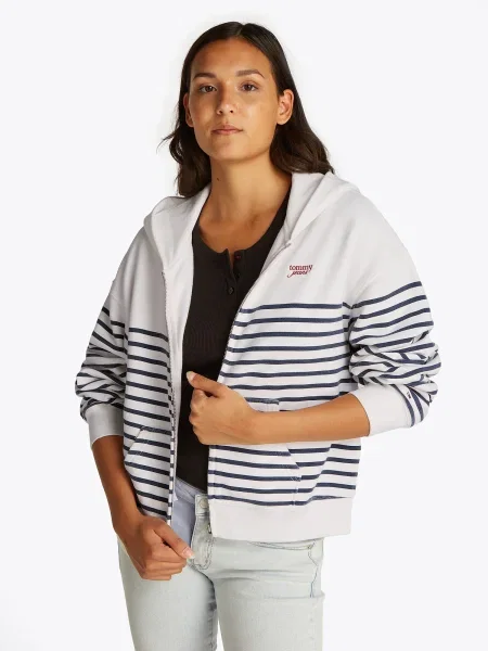 Džínsová bunda Tommy Jeans s autogramom biela