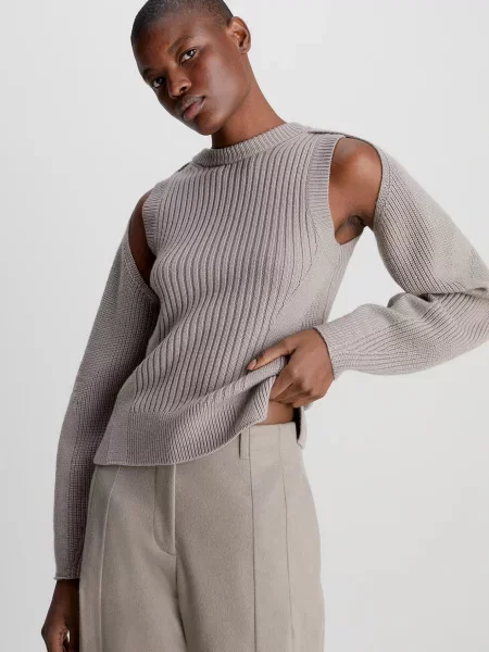 Шерстяной свитер Calvin Klein без косточек бежевый