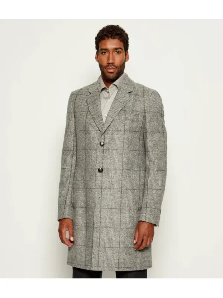 BOSS BLACK Palton cu adaos de lână negru