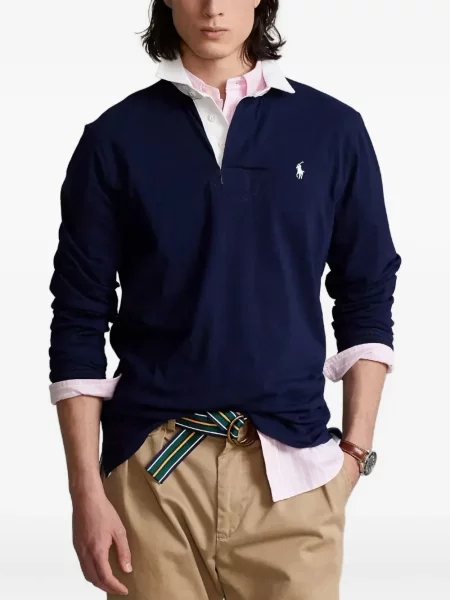 Polo Polo Ralph Lauren cu broderie de in cu talie înaltă albastru