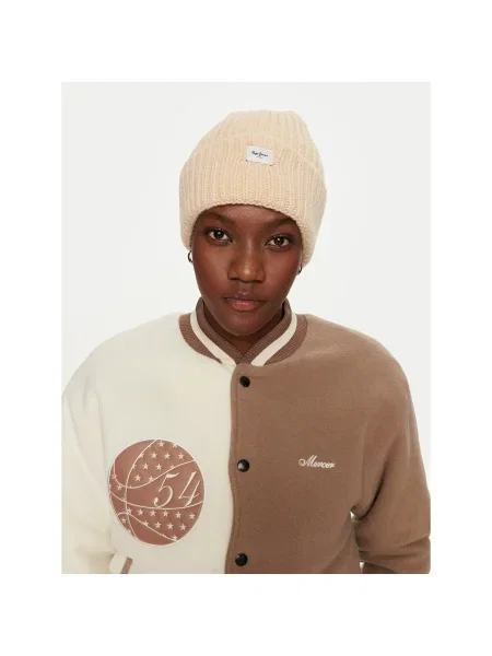 Шапка Pepe Jeans WENEBA HAT от плътен трикотаж бежово