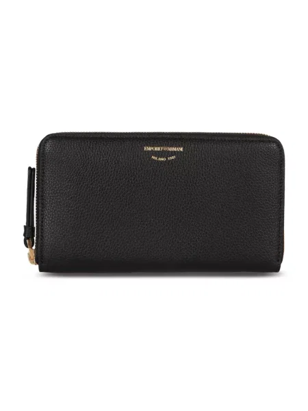 Portfel Emporio Armani skórzany z logo czarny