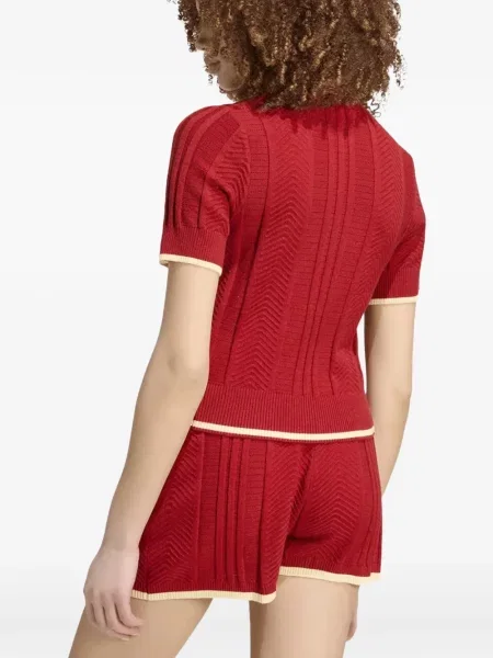 Tricou polo Adidas tricotate roșu