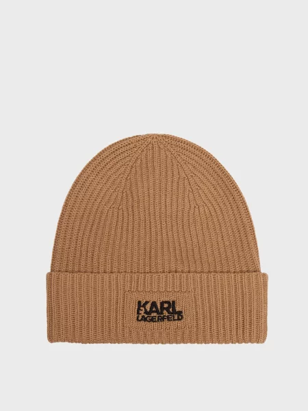 Шерстяная шапка Karl Lagerfeld бежевая