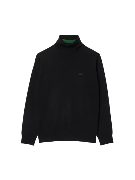 Sweter z golfem Lacoste wełniany do golfa czarny