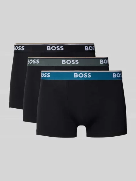Obcisłe bokserki z paskiem z logo w zestaw 3 szt. Boss czarne