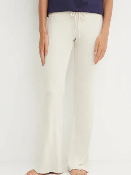 Долнище на пижама Hollister Co. дамско бежово