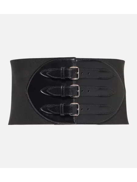 Pasek Alaã¯a skórzany z gorsetem czarny