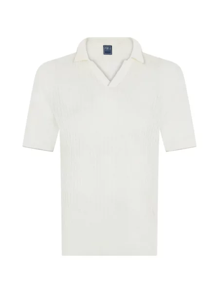 Tricou Fedeli tricotate cu decolteu în V alb