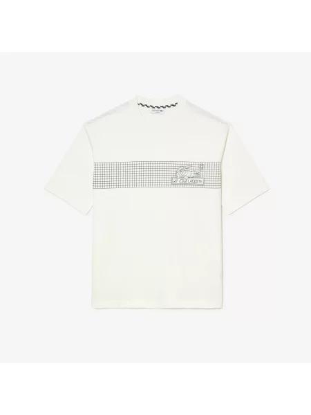 Lacoste Koszulka Z Nadrukiem Tenisowym O Luźnym Kroju Lacoste biała