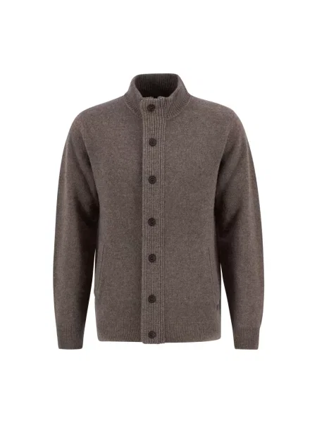 Sweter Barbour wełniany pleciony brązowy