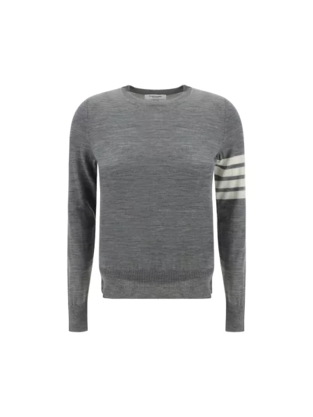 Sweter Thom Browne w paski z paskiem szary