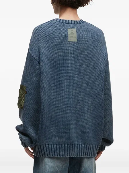 Pulover Alpha Industries cu decolteu rotund albastru